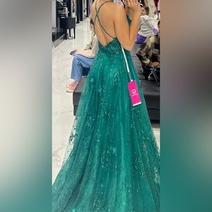 Green Flowy Prom Dress…Size 2